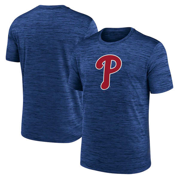 Men's Philadelphia Phillies Blue Team Logo Velocity Performance T-Shirt